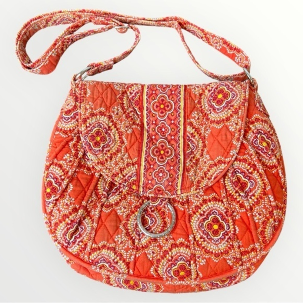 Vera Bradley saddle up silver buckle shoulder bag Orange Quilted Shoulder Bag